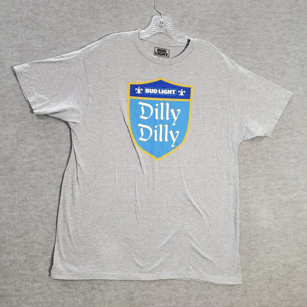 Bud Light Men Shirt XL Gray Dilly Dilly‎ Graphic Short Sleeve Crew Neck